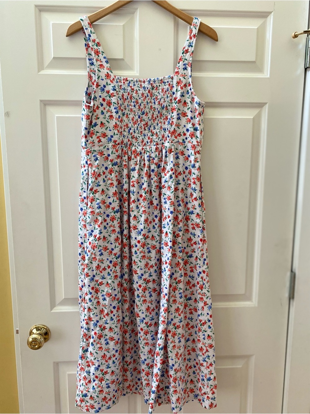 Old Navy Dress Floral Linen Blend Midi Dress Medium Garden Party Dress - Picture 4 of 10